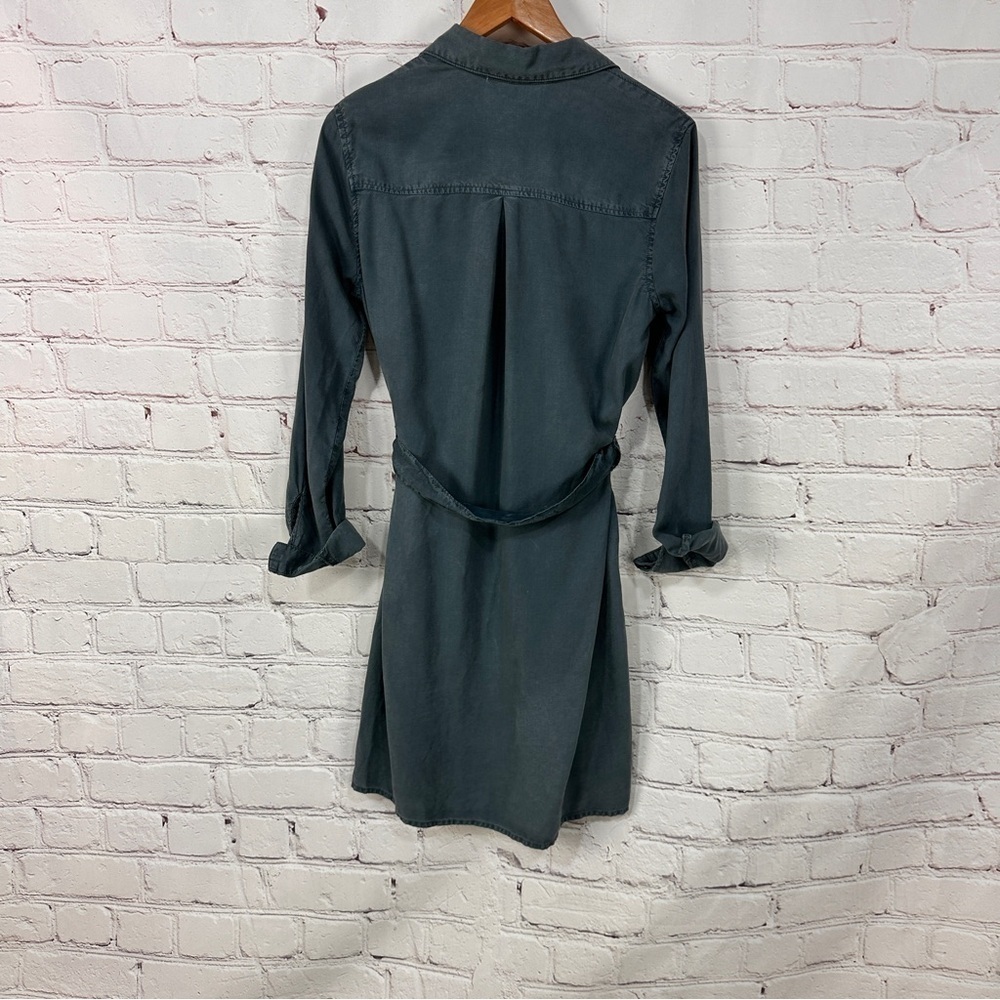 Anthropologie Cloth & Stone chambray utility shirt dress denim tie waist small - Picture 6 of 11